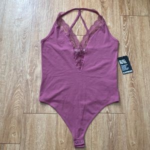 Express One Eleven Lace Trim Thong Body Suit Size-Medium